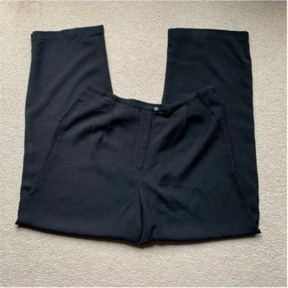 Eileen Fisher Black Waffle Knit Comfort Pants Size Medium